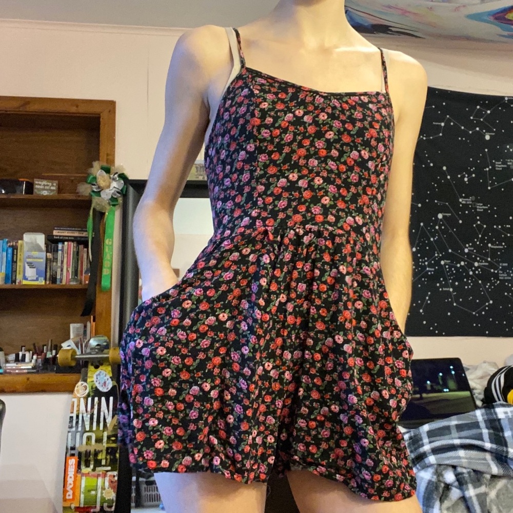 Rose romper with pockets!